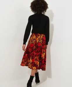 Autumnal Floral Midi Skirt