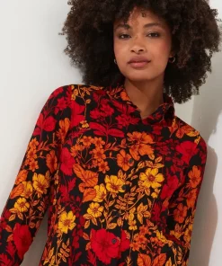 Autumn Floral Crinkle Blouse