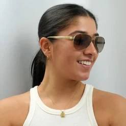 Aviator Gold Cream Brown Gradient Sunglasses