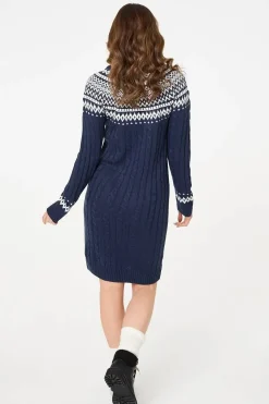 Aztec Print High Neck Midi Jumper Dress
