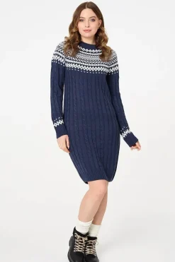 Aztec Print High Neck Midi Jumper Dress