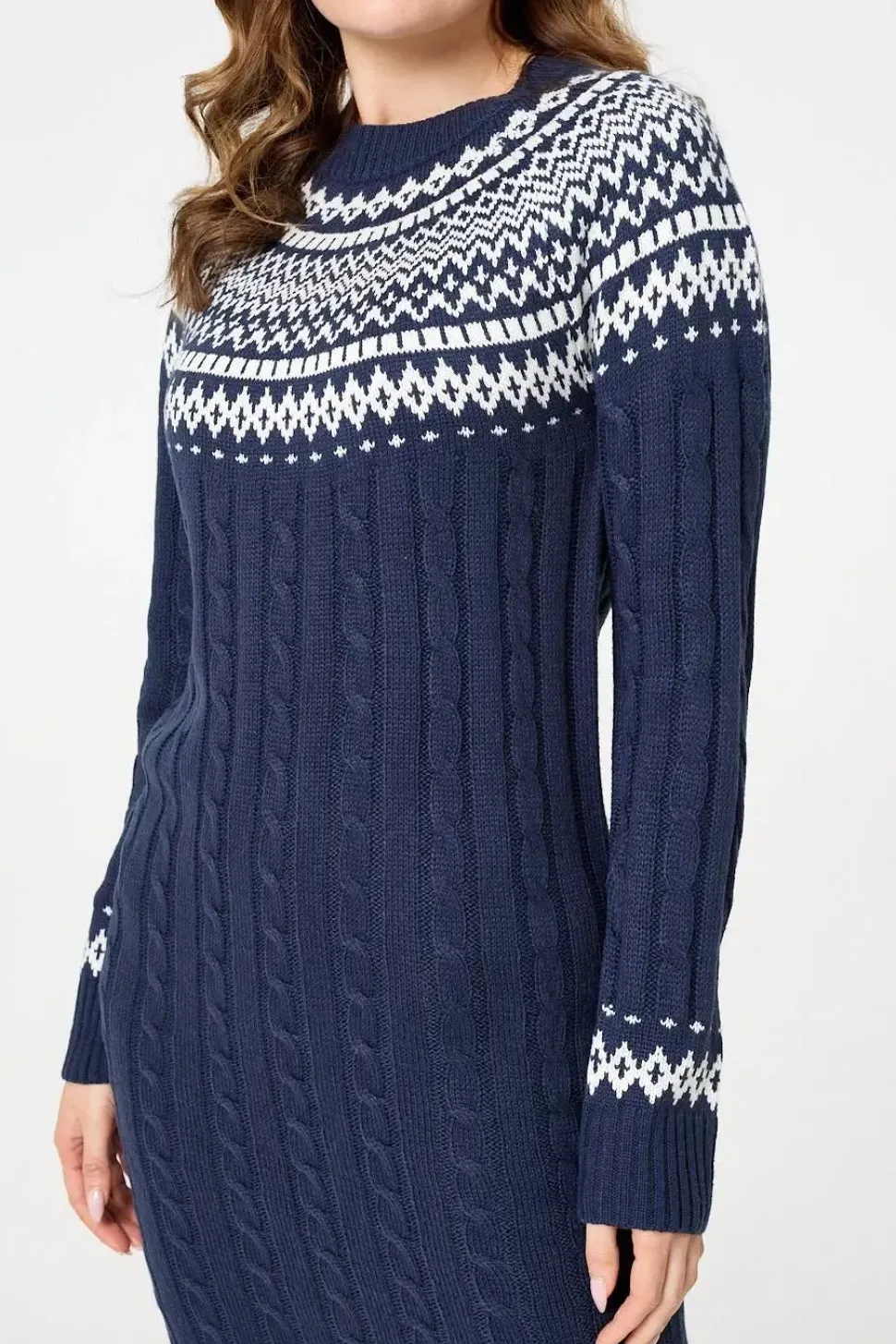 Aztec Print High Neck Midi Jumper Dress