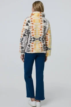 Aztec Print Relaxed Teddy Fur Jacket