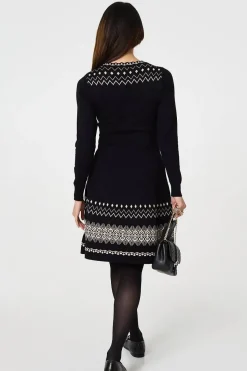 Aztec Print Removable Rollneck Knit Dress