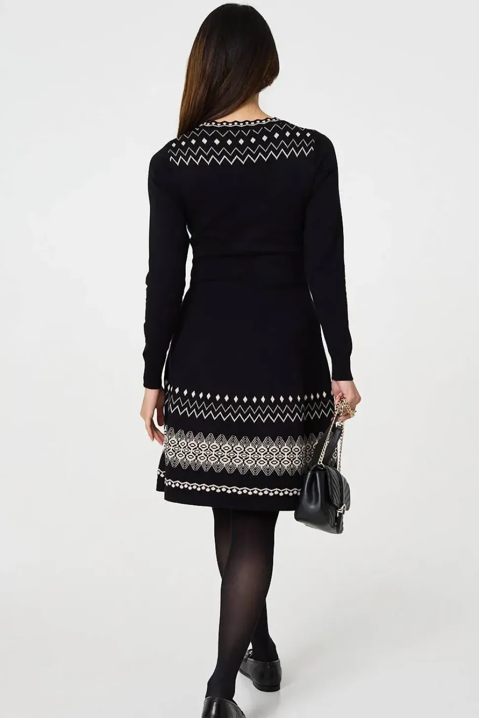 Aztec Print Removable Rollneck Knit Dress