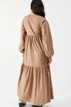Baby Cord Wrap Midi Smock Dress