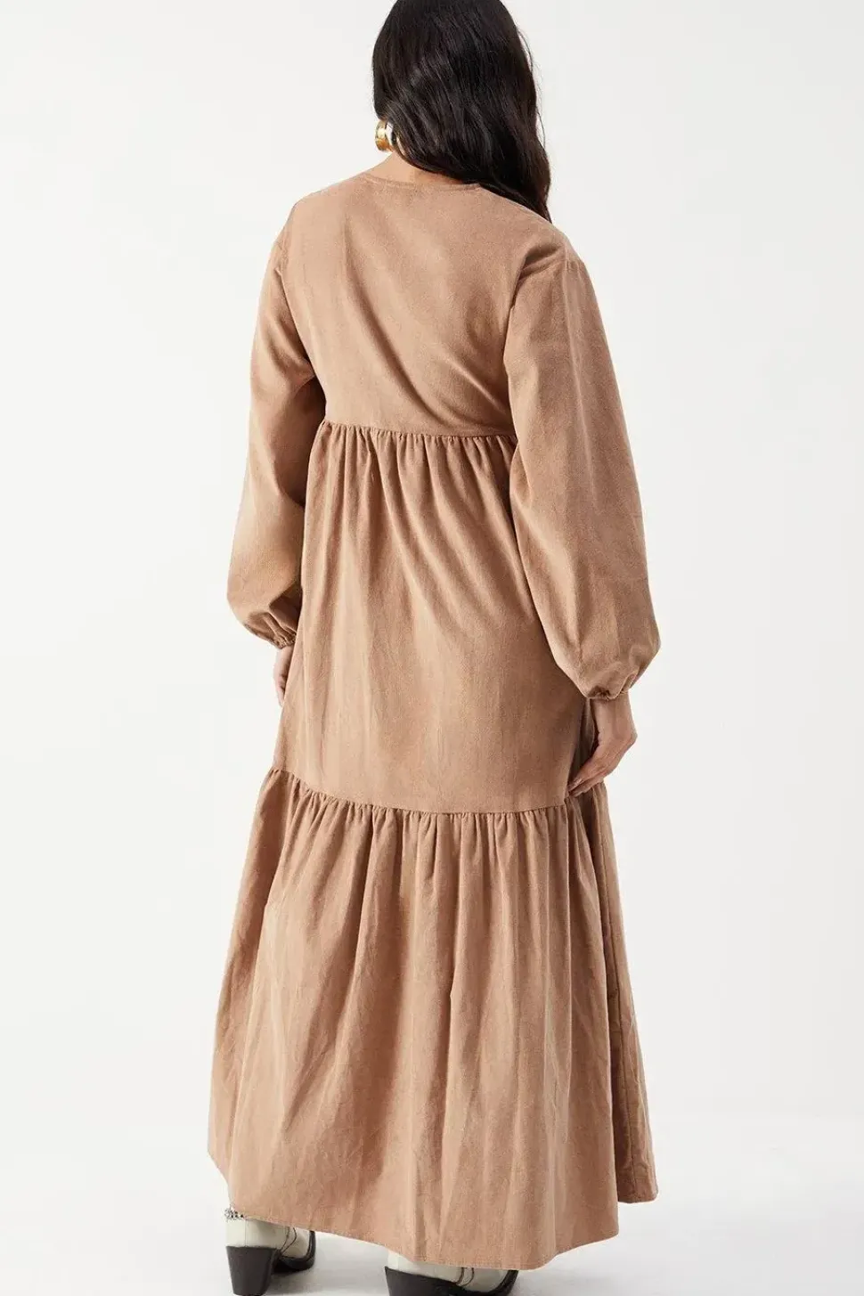 Baby Cord Wrap Midi Smock Dress