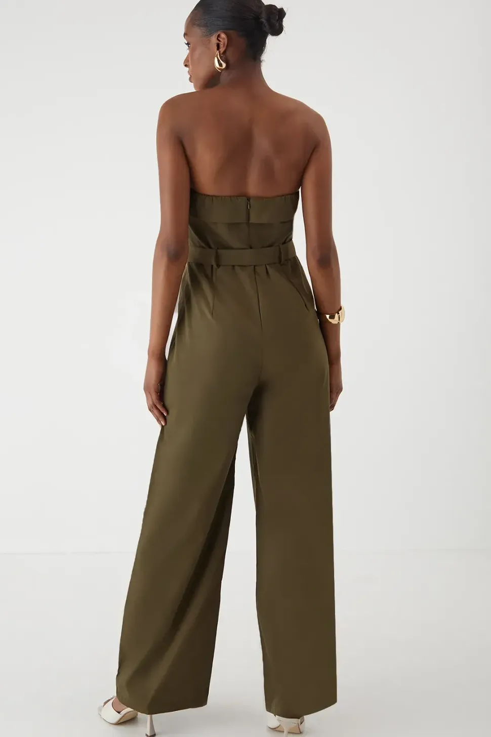 Bandeau Belted Wide Leg Jumpsuit