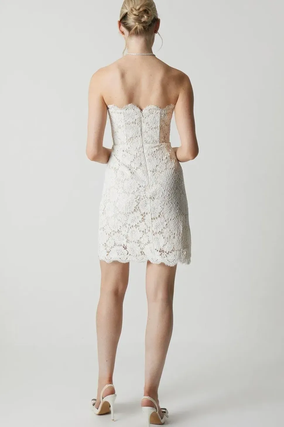 Bandeau Contrast Lace Mini Dress With Boning