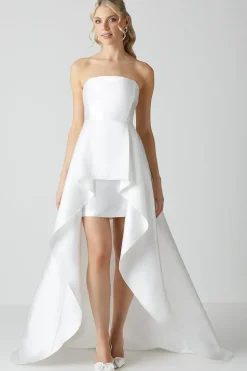 Bandeau Twill Mini With Full Overskirt Wedding Dress