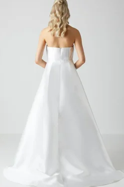 Bandeau Twill Mini With Full Overskirt Wedding Dress