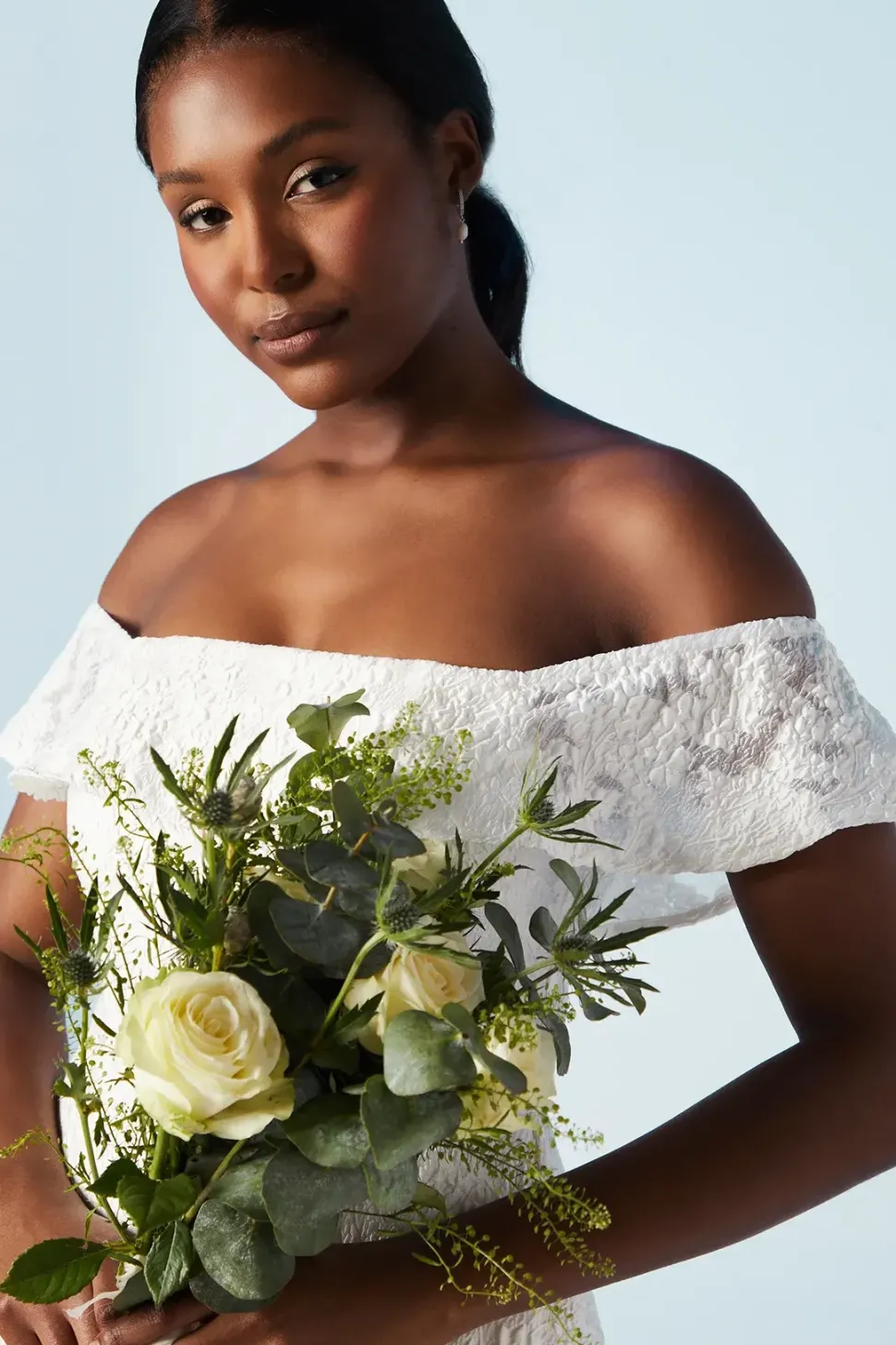 Bardot Jacquard Full Skirted Wedding Dress