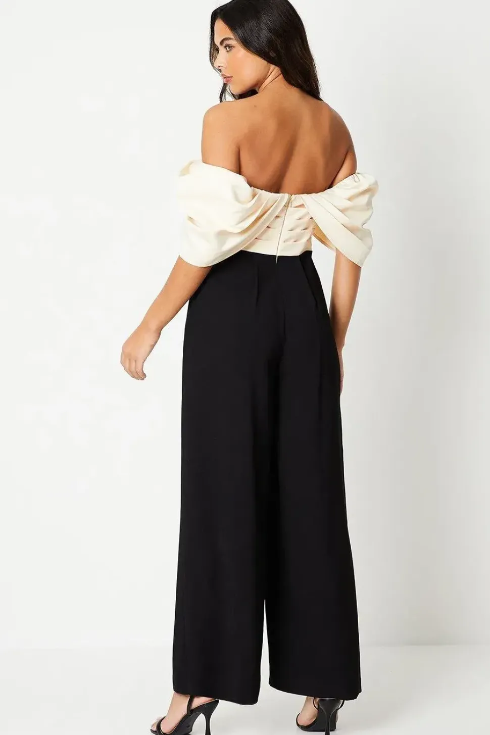 Bardot Jumpsuit With Pleated Bodice