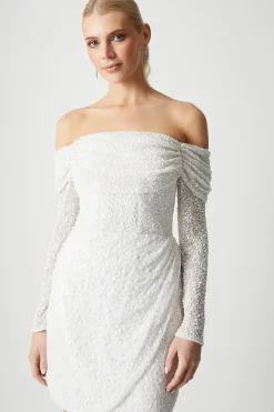 Bardot Long Sleeve Wrap Skirt Mini Dress
