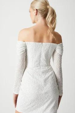 Bardot Long Sleeve Wrap Skirt Mini Dress