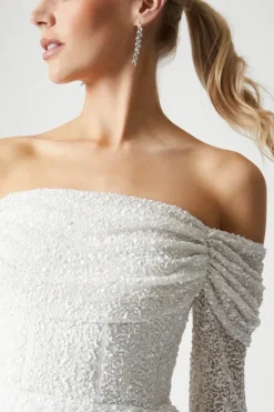 Bardot Long Sleeve Wrap Skirt Mini Dress
