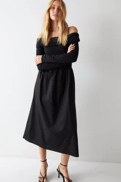 Bardot Poplin Hem Dress