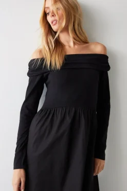 Bardot Poplin Hem Dress
