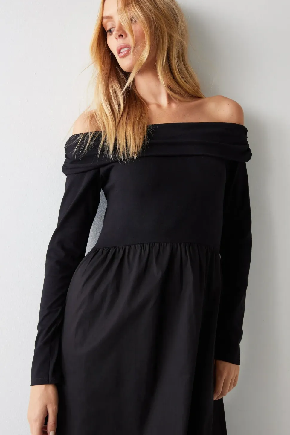 Bardot Poplin Hem Dress
