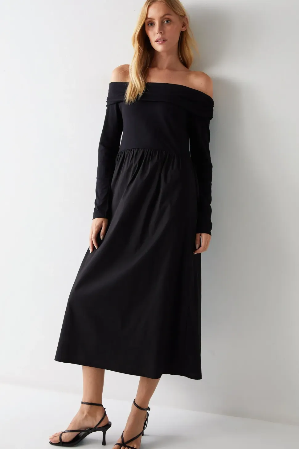 Bardot Poplin Hem Dress