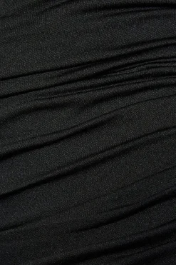 Bardot Ruched Body Pleated Skirt Maxi Dress