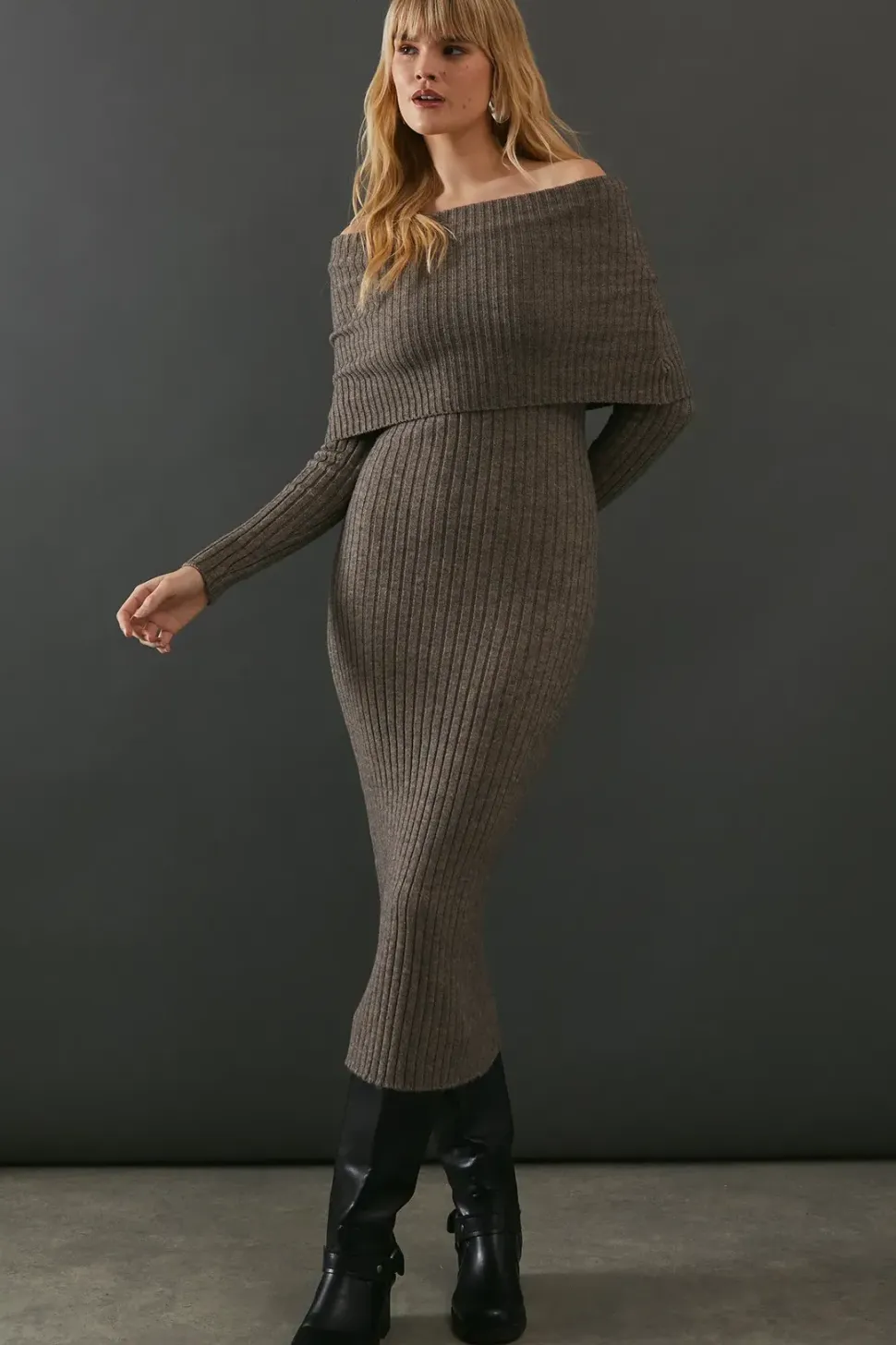 Bardot Slouchy Knitted Maxi Dress