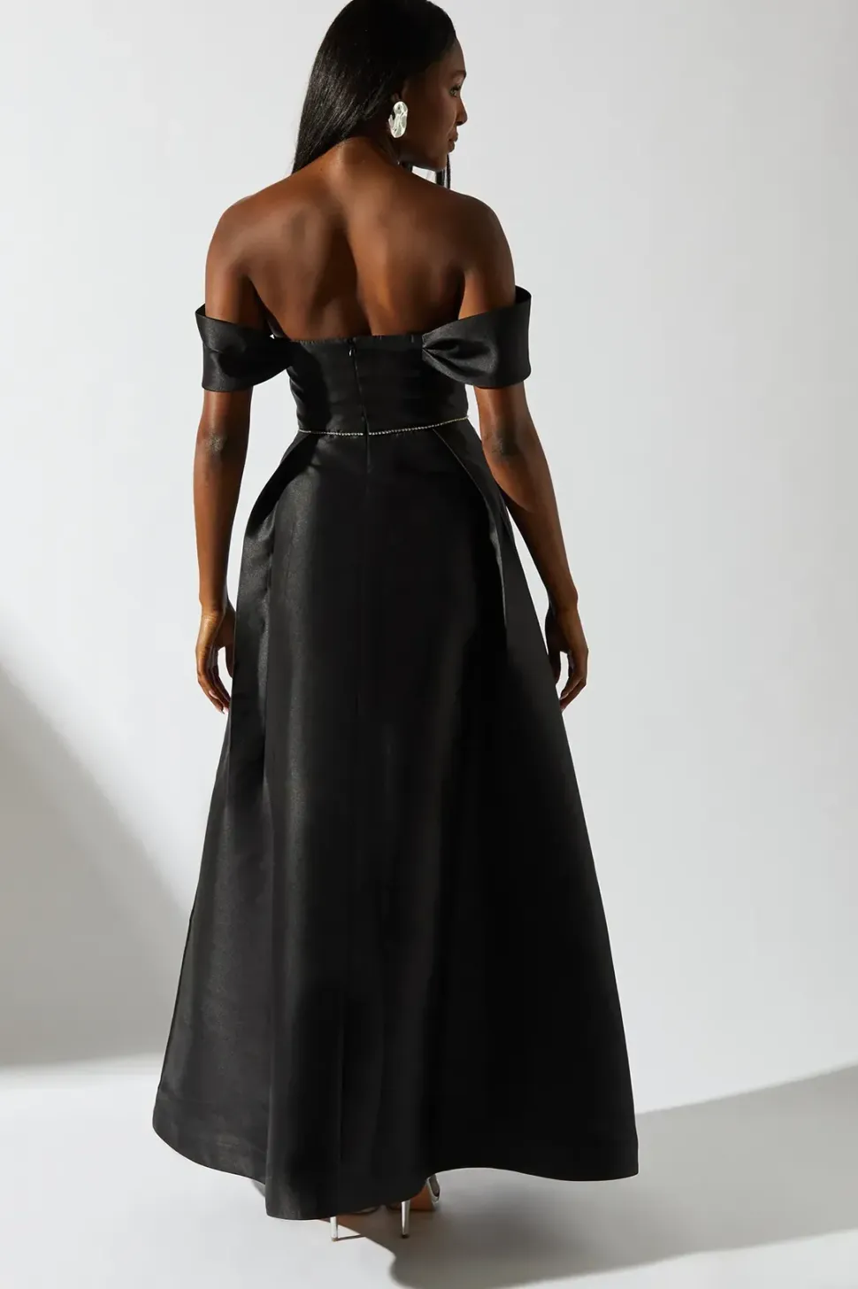 Bardot Twill Full Skirted With Diamante Trim Maxi Dress