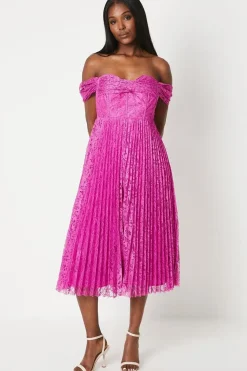 Bardot Twist Lace Midi Dress
