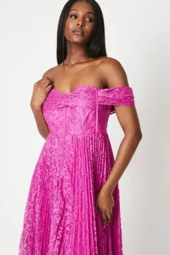 Bardot Twist Lace Midi Dress
