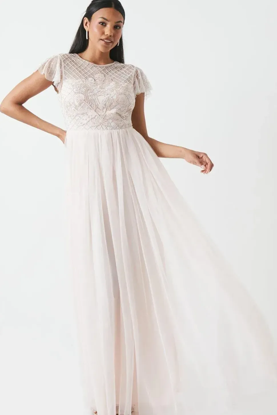 Baroque Embellished Angel Sleeve Two In One Bridesmaid Dress