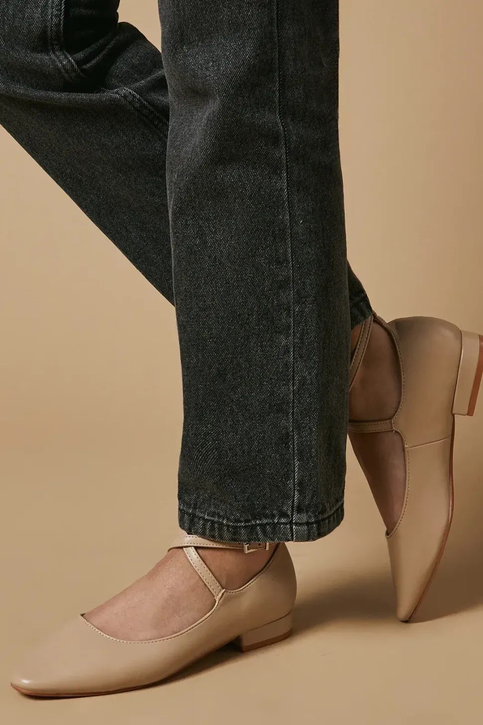 Basil Cross Strap Low Heel Ballet Pump