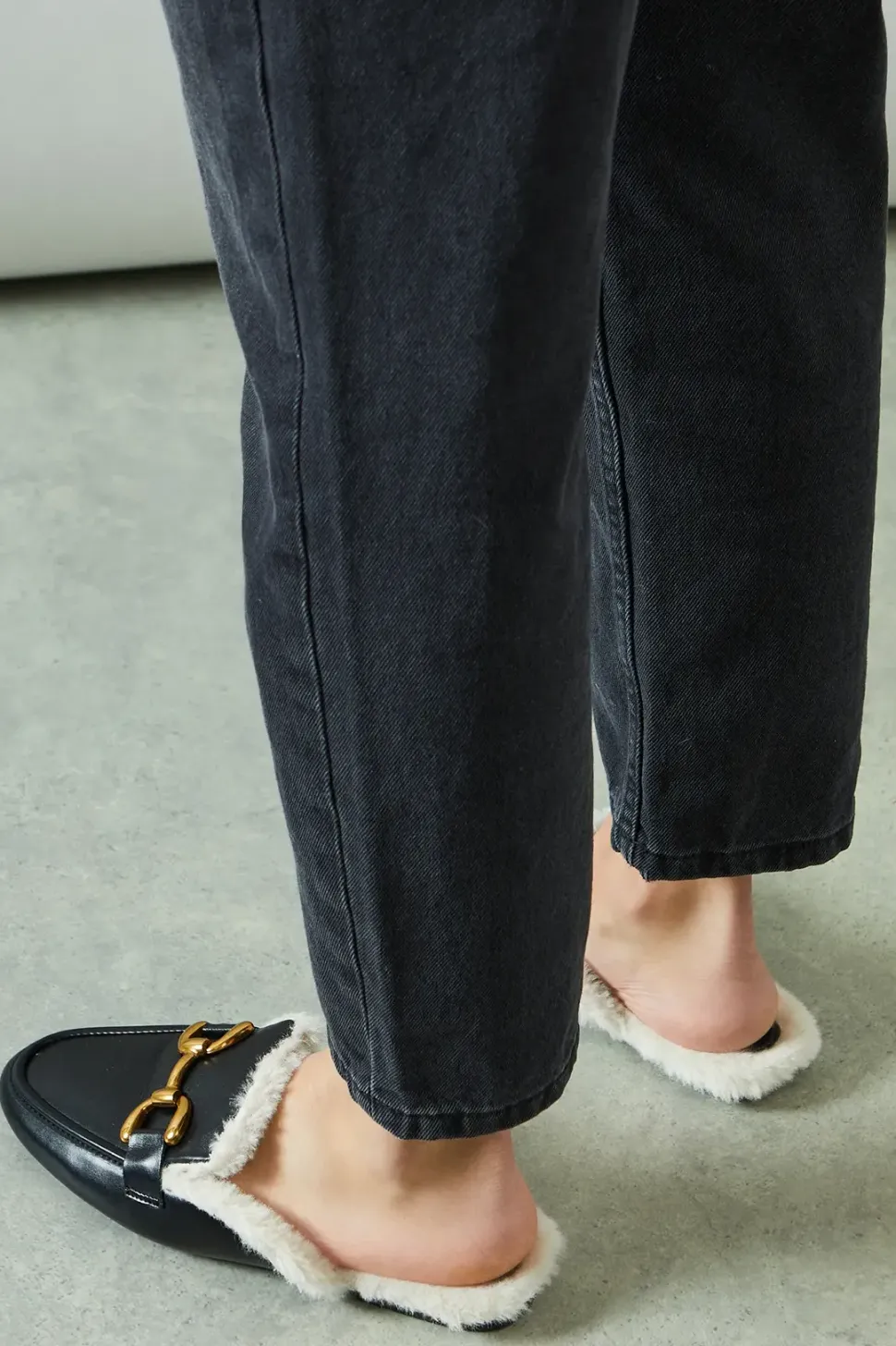 Beata Faux Fur Lined Snaffle Detail Backless Loafer
