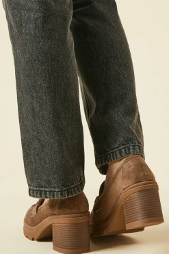 Becky Faux Suede Snaffle Detail Heeled Chunky Loafer