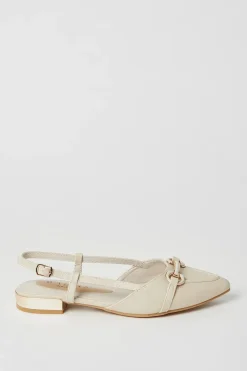 Belinda Pointed Snaffle Detail Slingback Flat Shoes