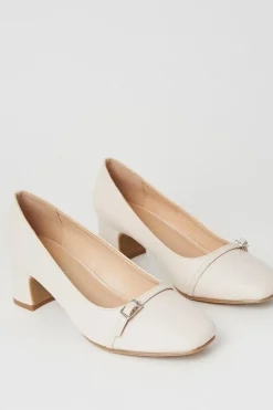 Bella Square Toe Low Block Heel Court Shoes