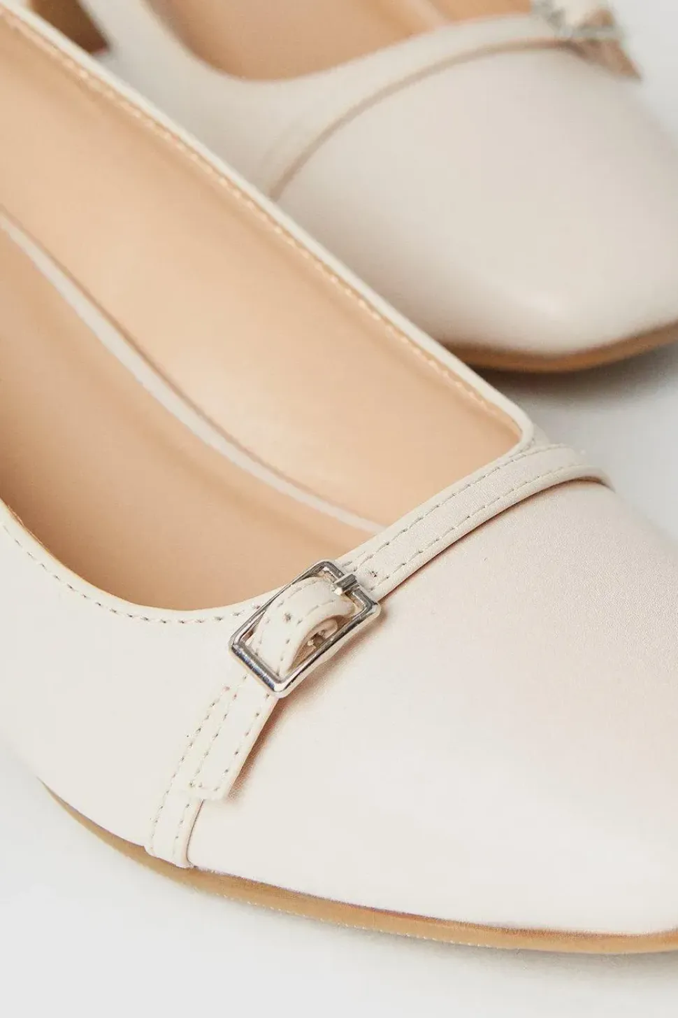 Bella Square Toe Low Block Heel Court Shoes