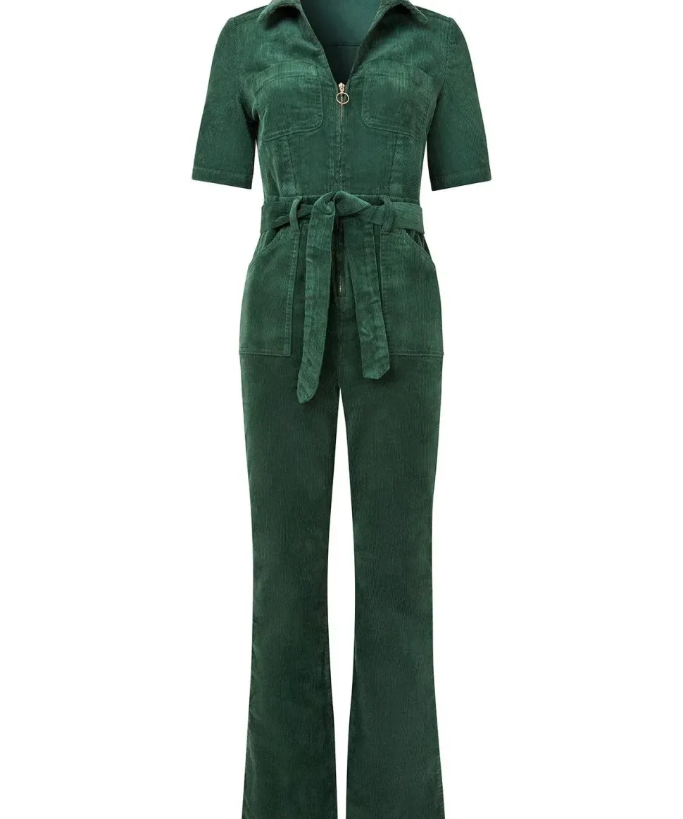 Belted Bootcut Cord Jumpsuit