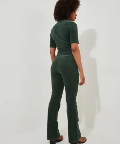 Belted Bootcut Cord Jumpsuit
