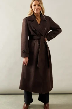 Belted Button Detail Coat