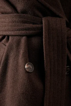 Belted Button Detail Coat