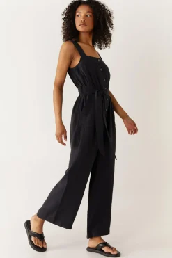 Belted Button Through Utility Jumpsuit