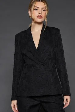 Belted Jacquard Blazer