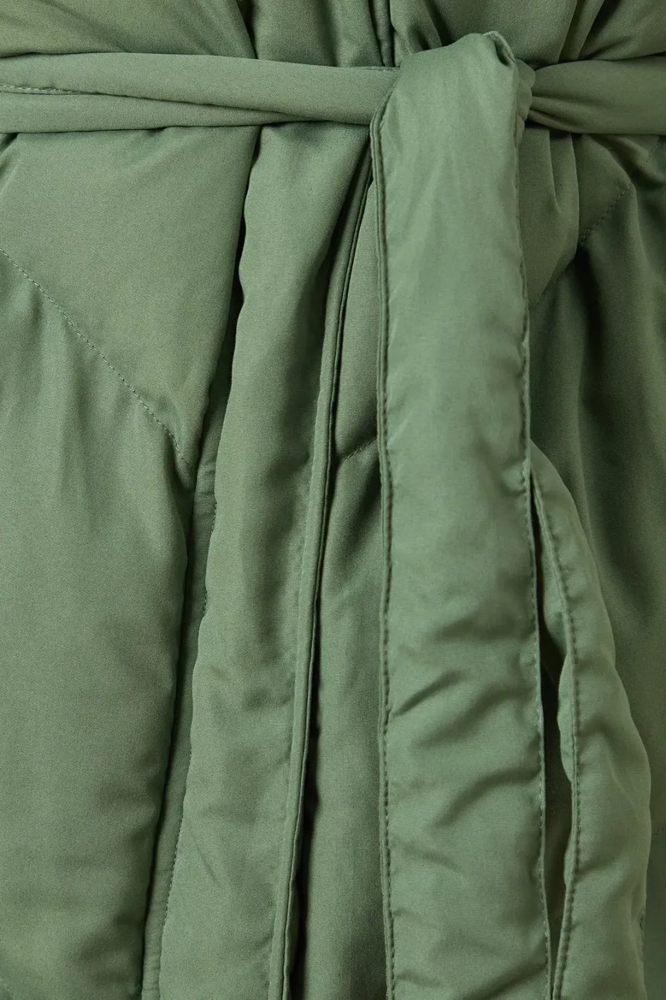 Belted Midi Padded Funnel Neck Coat