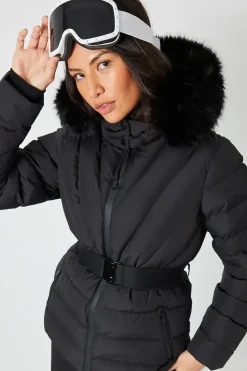 Belted Puffer Ski Jacket