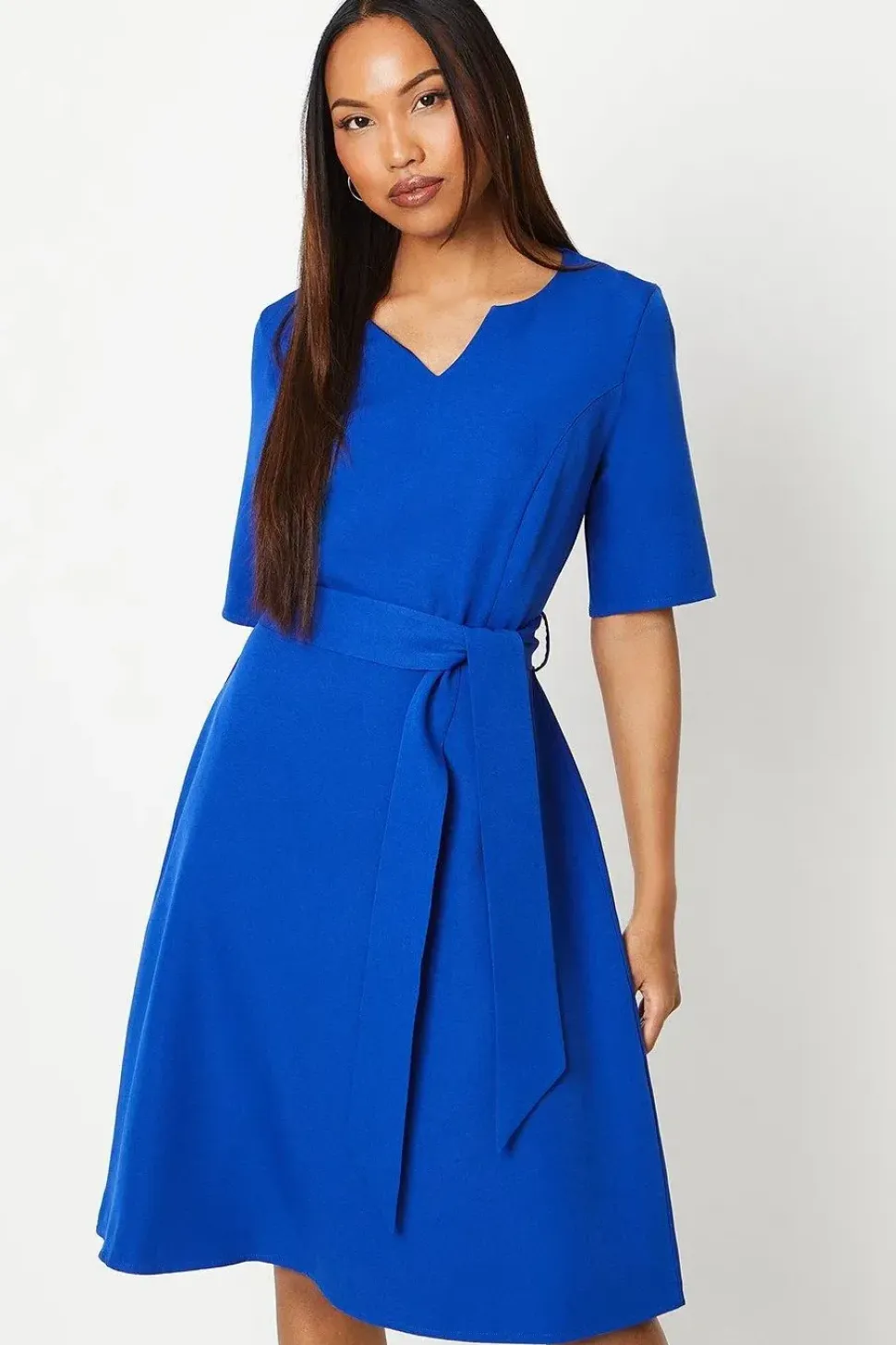 Belted Short Sleeve Mini Dress