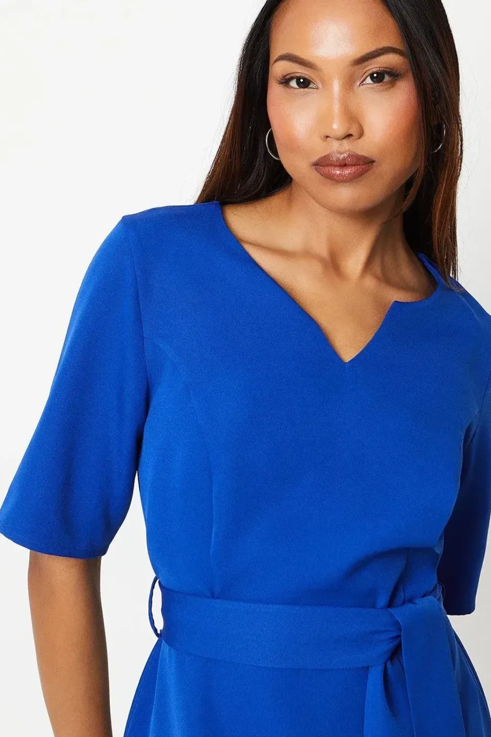 Belted Short Sleeve Mini Dress