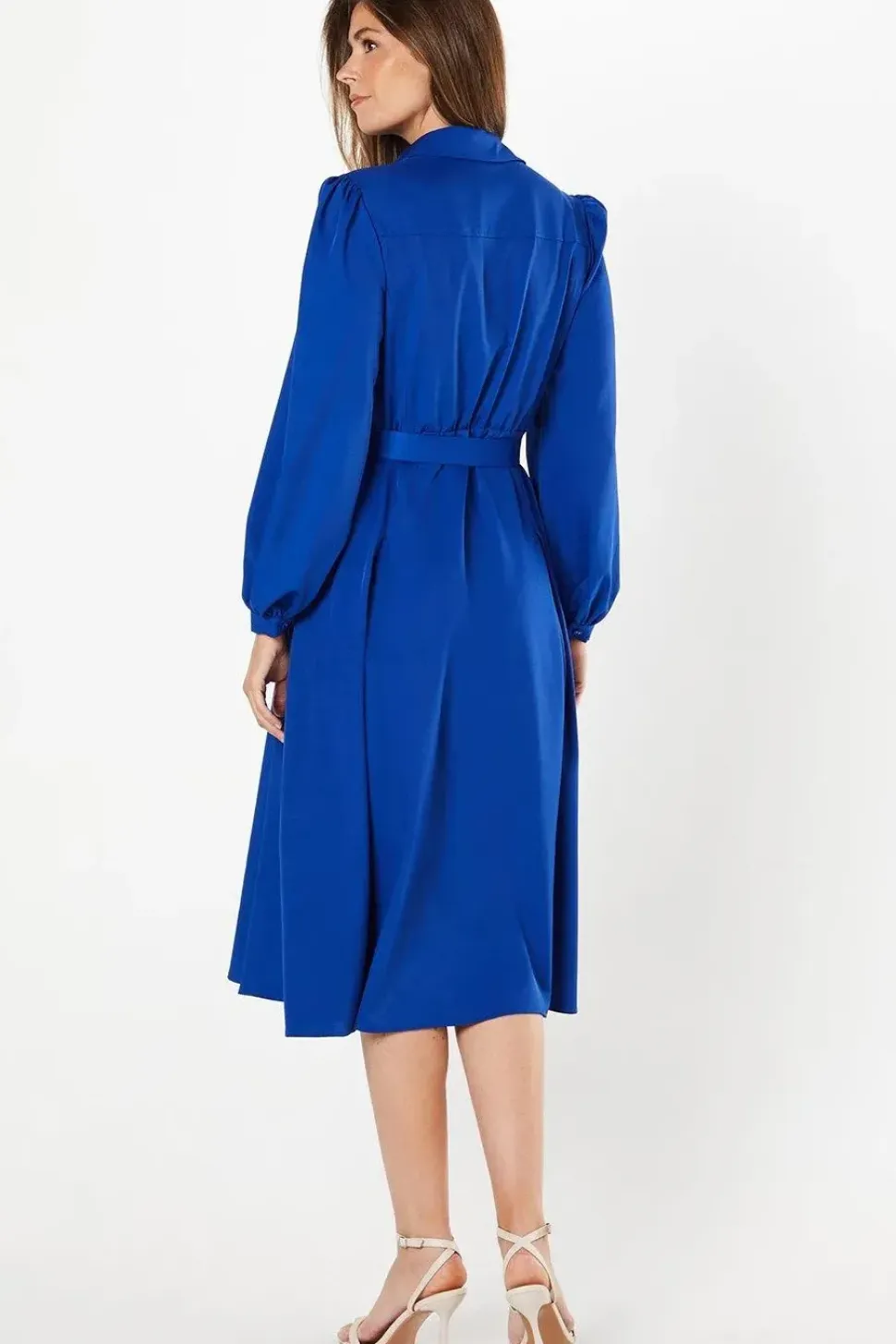 Belted Structured Crepe Shirt Dress