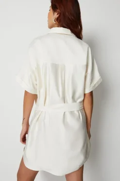 Belted Twill Mini Shirt Dress