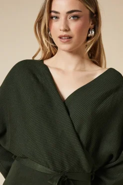 Belted Wrap Jumper Dress