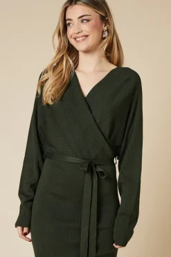 Belted Wrap Jumper Dress